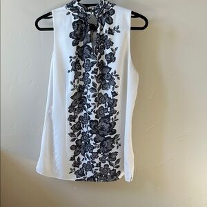 Floral Sleeveless Top - Black and White from White House Black Market